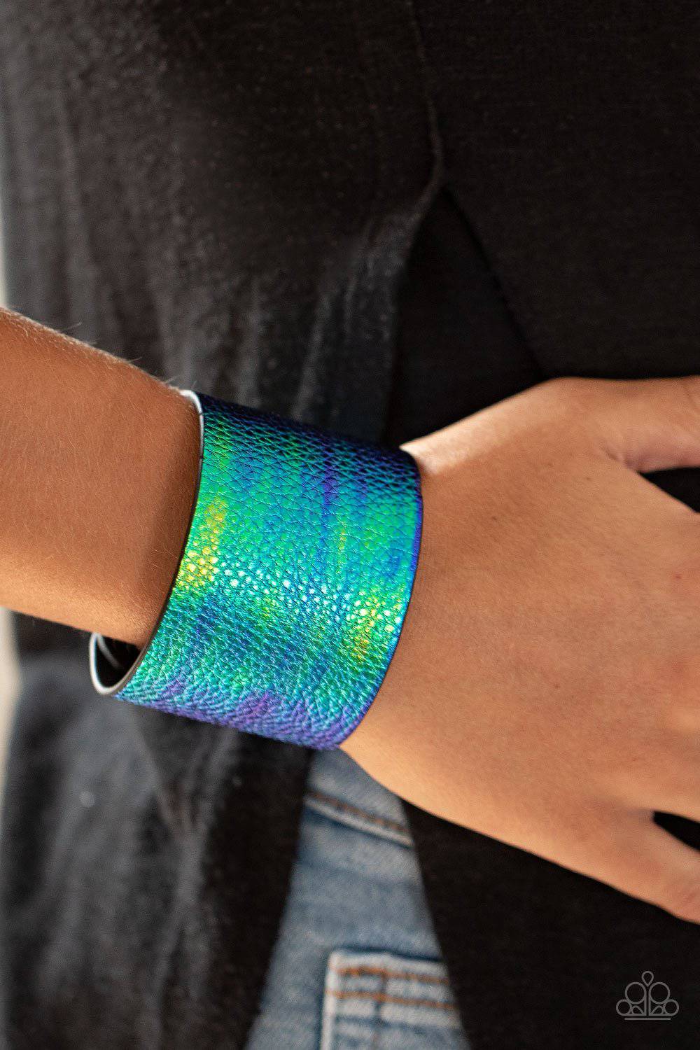 Cosmo Cruise - Blue and Green Tie-Dye Wrap Bracelet - Paparazzi Accessories - GlaMarous Titi Jewels