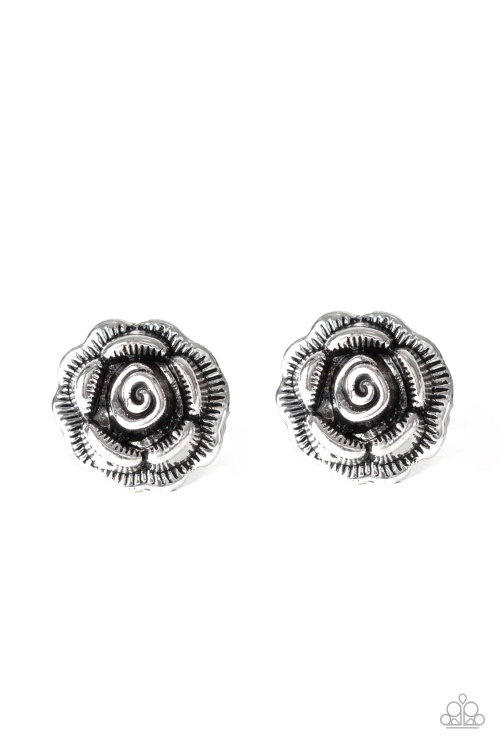 Best ROSEBUDS - Silver Petal Post Earrings - Paparazzi Accessories - GlaMarous Titi Jewels