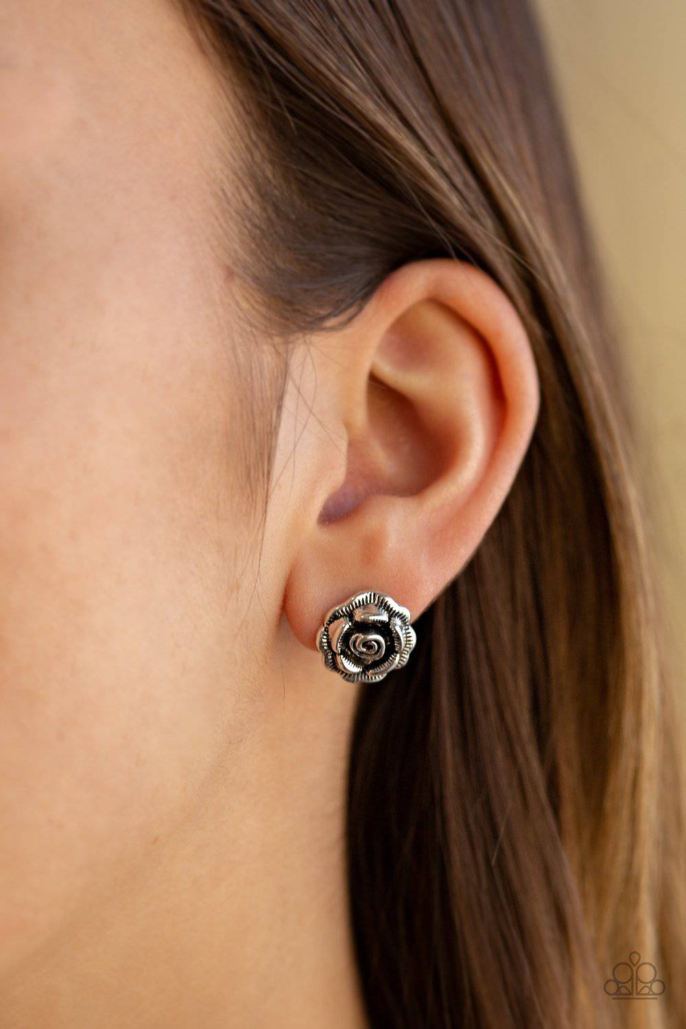 Best ROSEBUDS - Silver Petal Post Earrings - Paparazzi Accessories - GlaMarous Titi Jewels