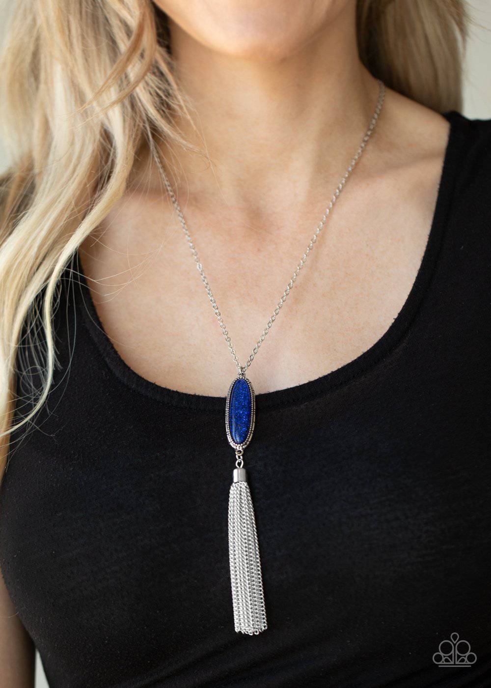 Stay Cool - Blue and Silver tassel Necklace - Paparazzi Accessories - GlaMarous Titi Jewels