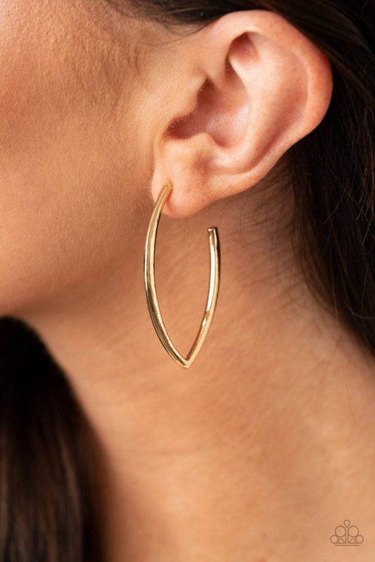 Point-Blank Beautiful - Gold Curve Hoop Earrings - Paparazzi Accessories - GlaMarous Titi Jewels