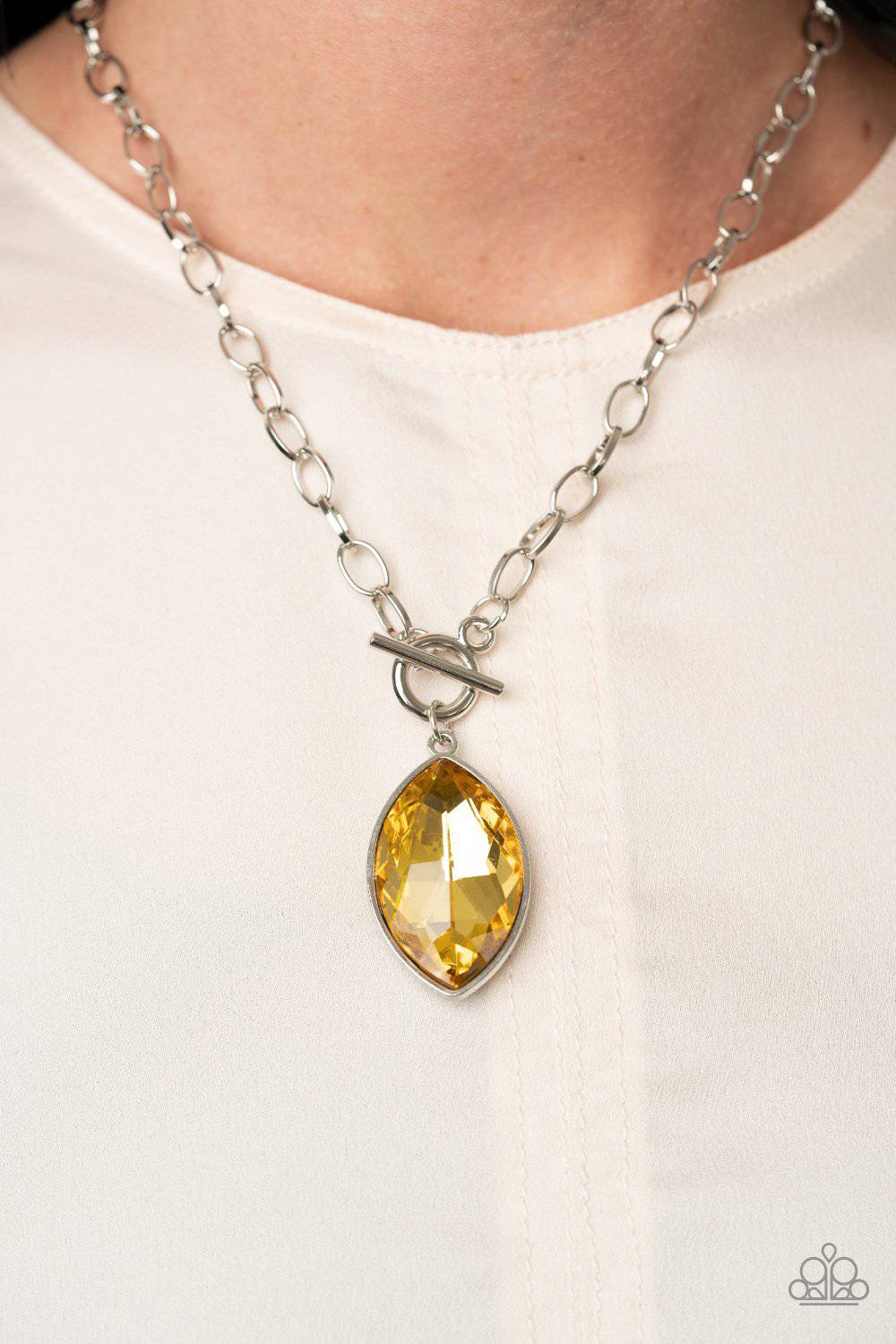 Unlimited Sparkle - Yellow Rhinestone Necklace - Paparazzi Accessories - GlaMarous Titi Jewels