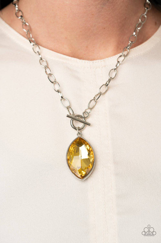 Unlimited Sparkle - Yellow Rhinestone Necklace - Paparazzi Accessories - GlaMarous Titi Jewels