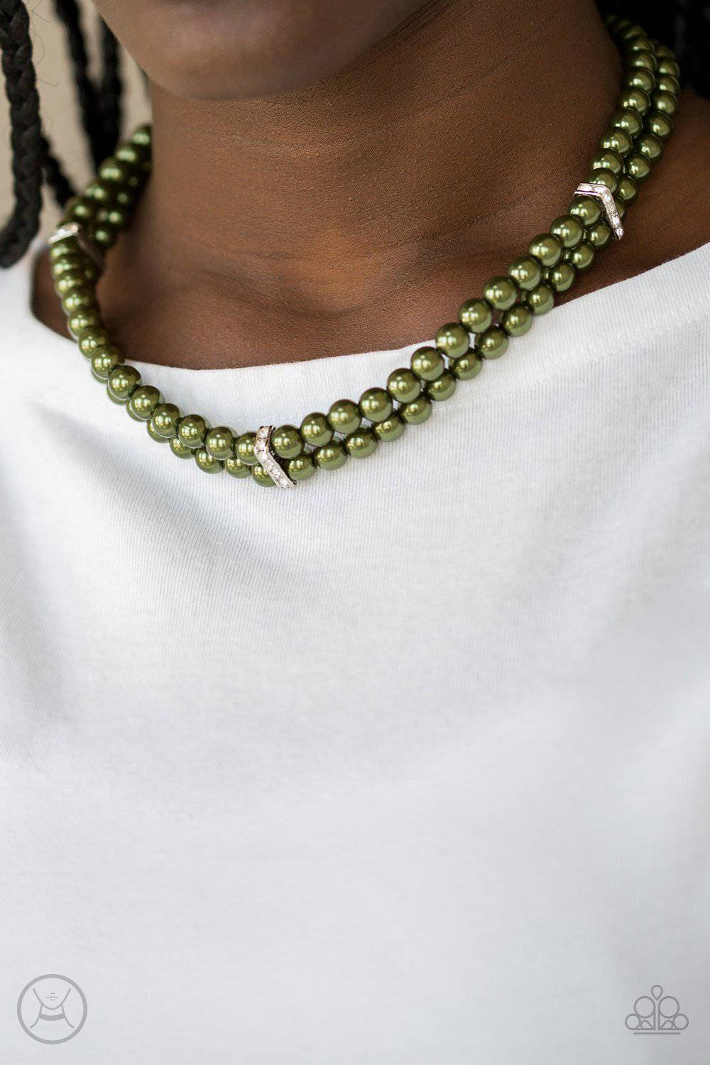 Put On Your Party Dress - Green Pearl Choker Necklace - Paparazzi Accessories - GlaMarous Titi Jewels