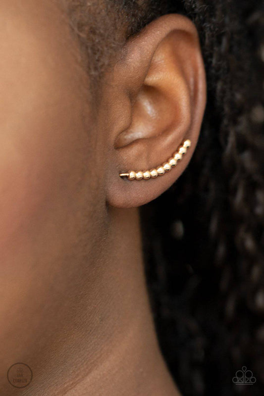 Climb On - Gold Bead Ear Crawlers - Paparazzi Accessories - GlaMarous Titi Jewels