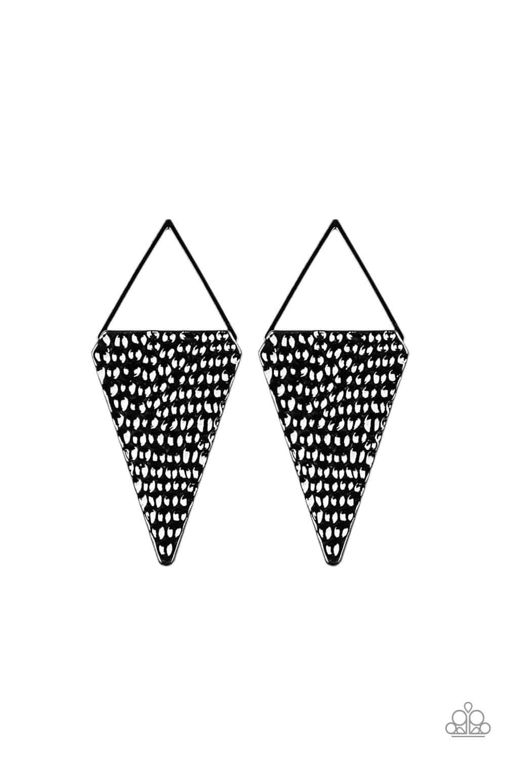 Have A Bite - Black Gunmetal Triangular Earrings - Paparazzi Accessories - GlaMarous Titi Jewels