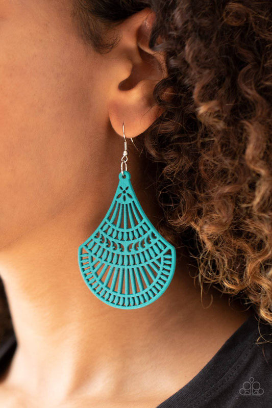 Tropical Tempest - Blue Wooden Teardrop Earrings - Paparazzi Accessories - GlaMarous Titi Jewels