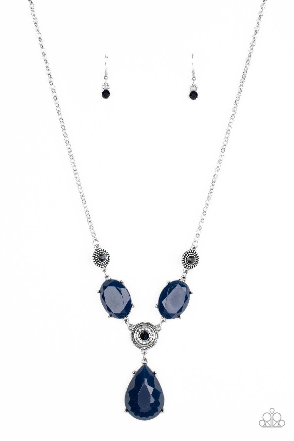 Heirloom Hideaway - Blue and White Rhinestone Necklace - Paparazzi Accessories - GlaMarous Titi Jewels