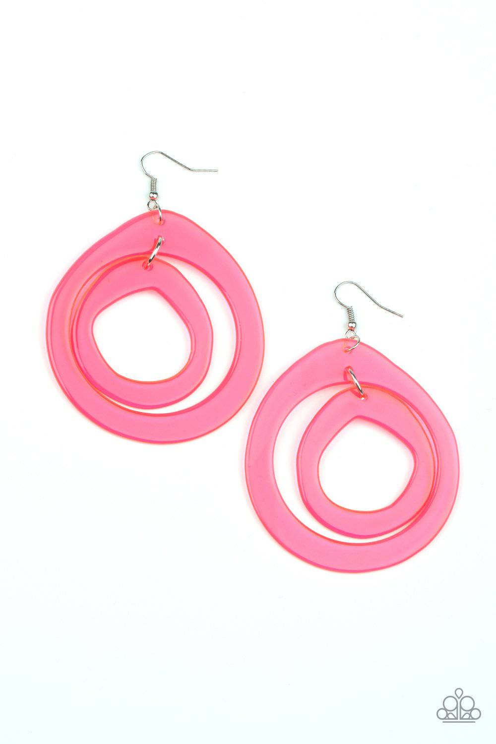 Show Your True NEONS - Neon Pink Acrylic Hoop Earrings - Paparazzi Accessories - GlaMarous Titi Jewels