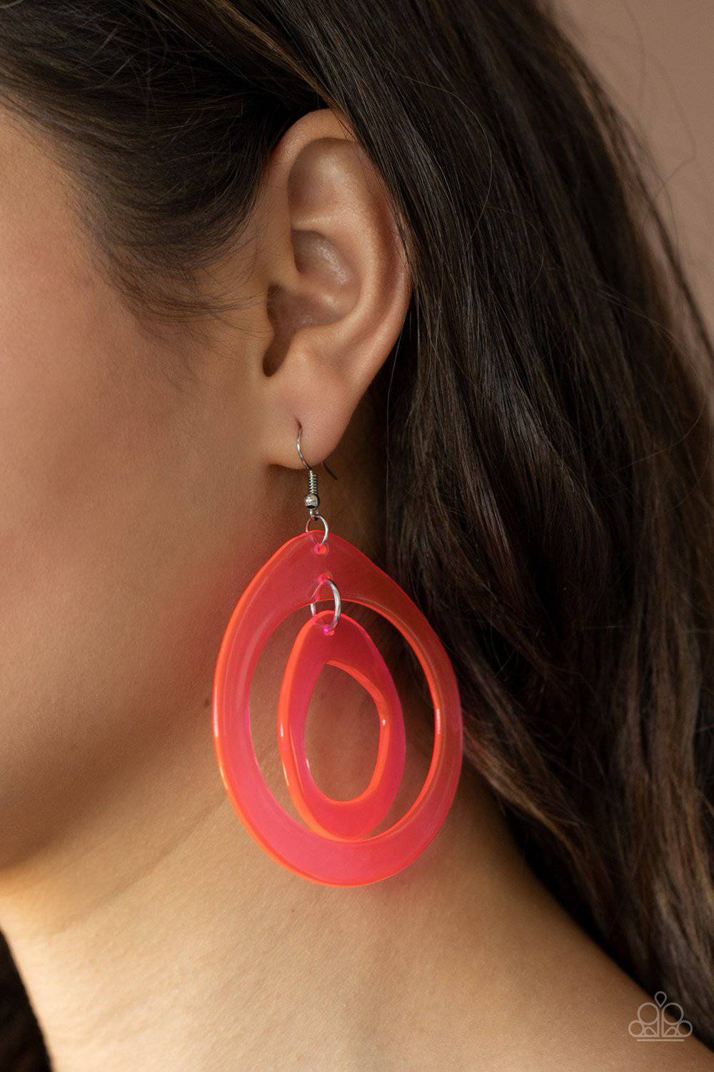 Show Your True NEONS - Neon Pink Acrylic Hoop Earrings - Paparazzi Accessories - GlaMarous Titi Jewels