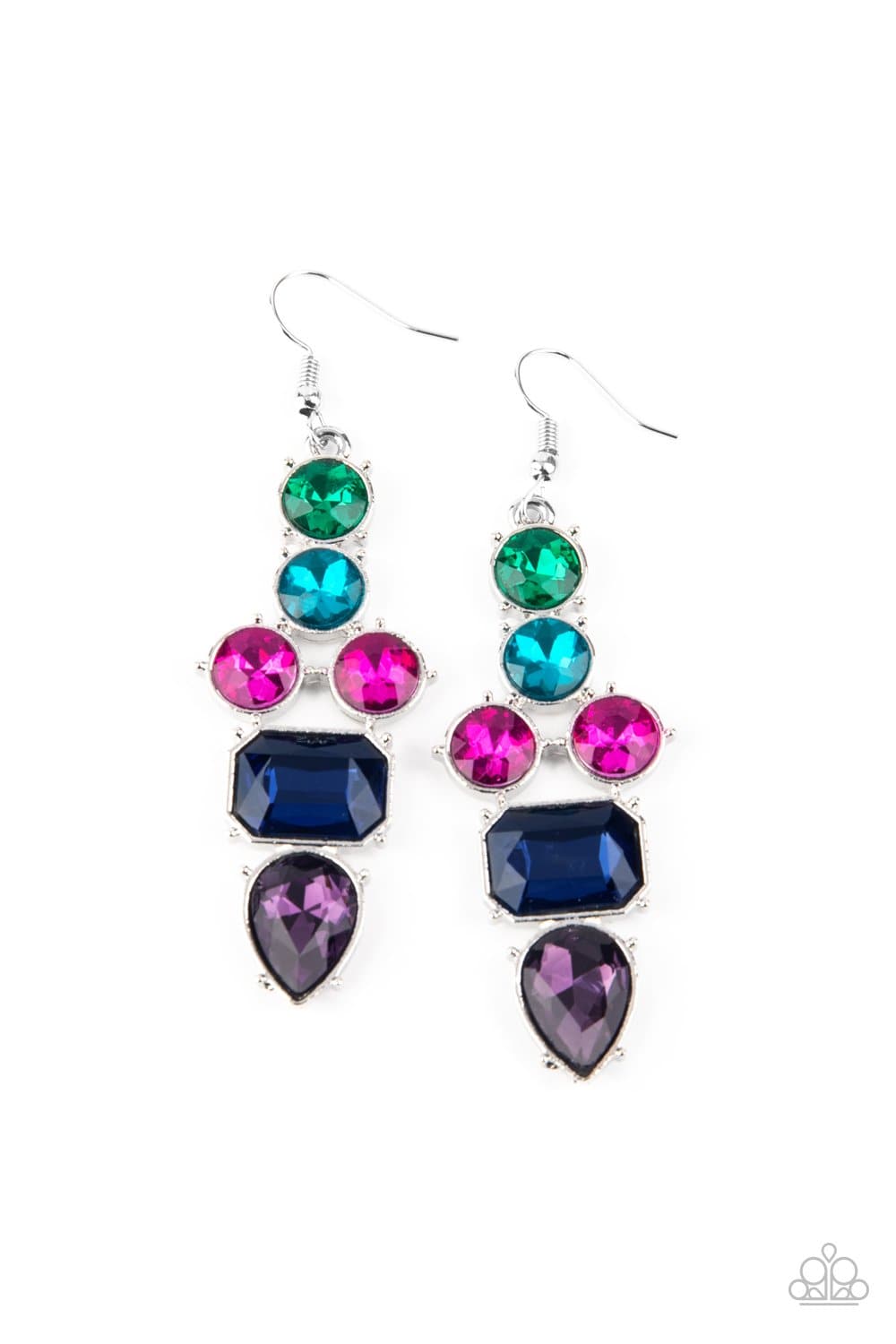 Look At Me GLOW! - Blue, Green, Pink and Purple Rhinestone Earrings - Paparazzi Accessories - GlaMarous Titi Jewels