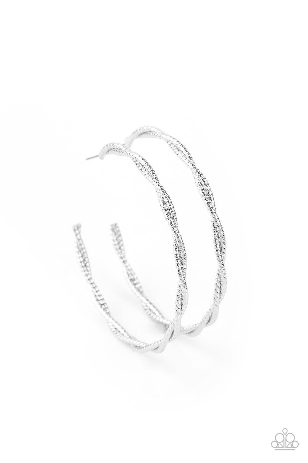 Totally Throttled - Silver Wire Hoop Earrings - Paparazzi Accessories - GlaMarous Titi Jewels