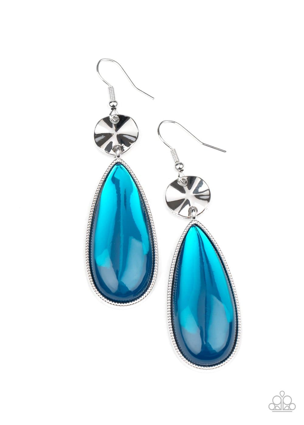 Jaw-Dropping Drama - Glassy Blue Teardrop Earrings - Paparazzi Accessories - GlaMarous Titi Jewels