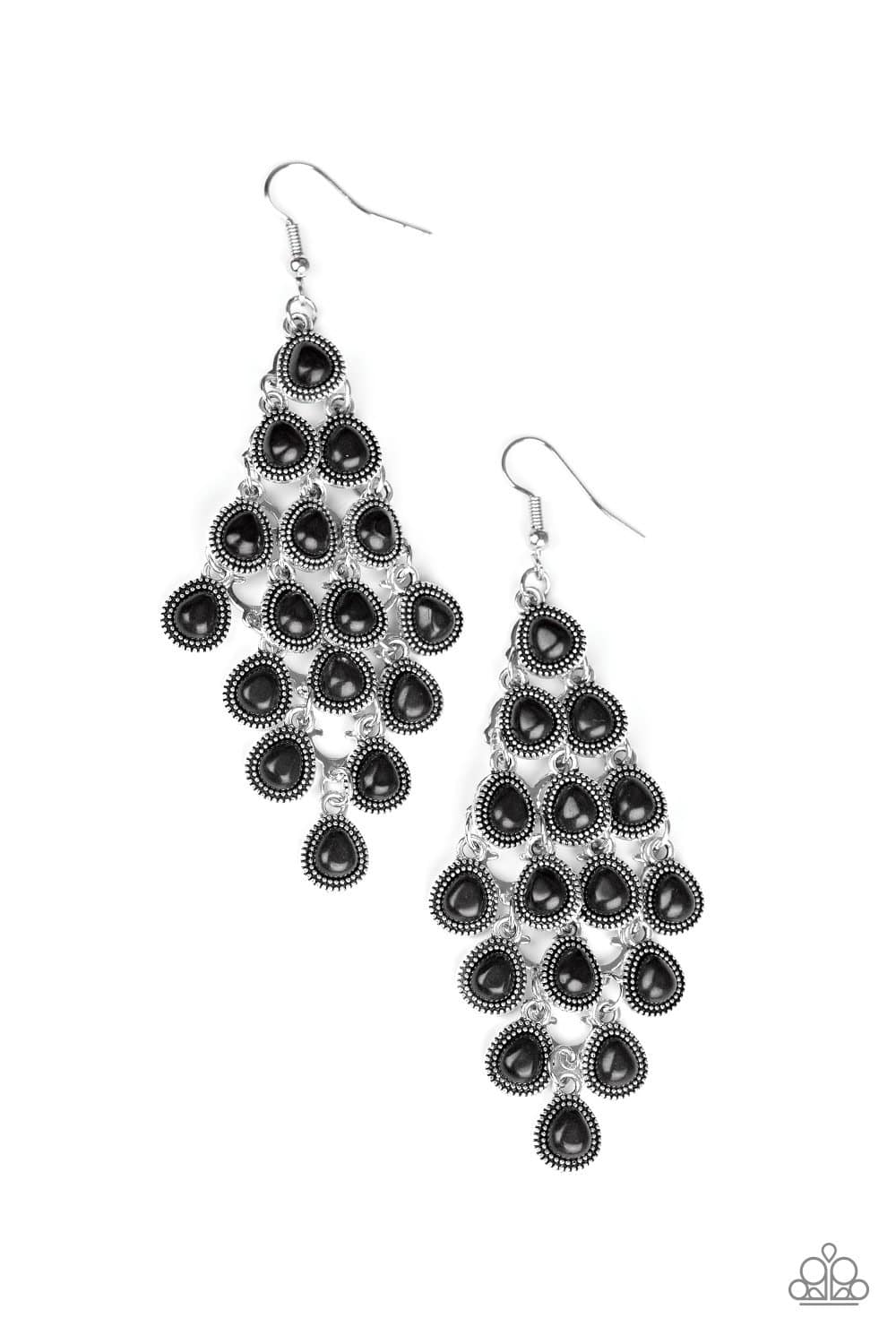 Rural Rainstorms - Black Stone Teardrop Earrings - Paparazzi Accessories - GlaMarous Titi Jewels