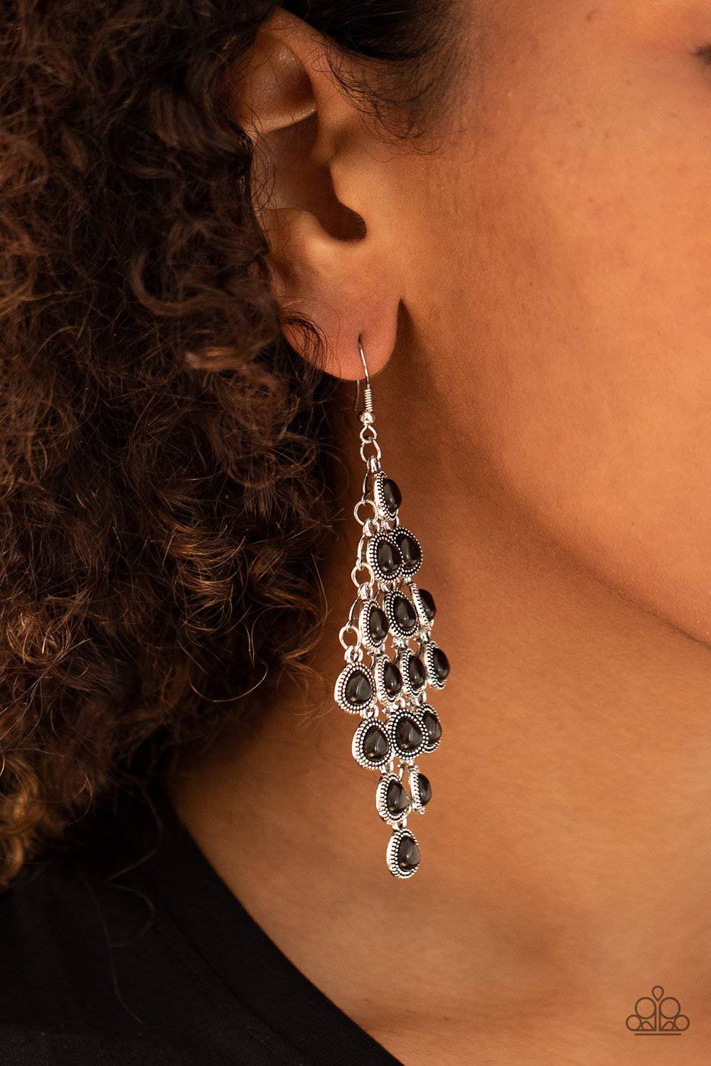 Rural Rainstorms - Black Stone Teardrop Earrings - Paparazzi Accessories - GlaMarous Titi Jewels