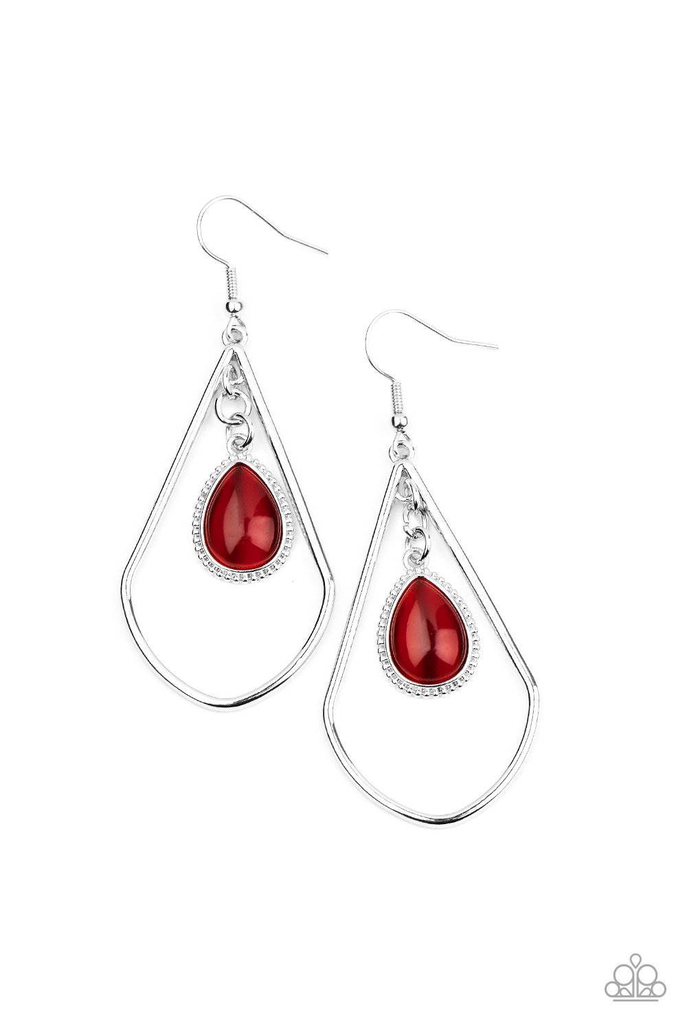 Ethereal Elegance - Red Cat's Eye Earrings - Paparazzi Accessories - GlaMarous Titi Jewels