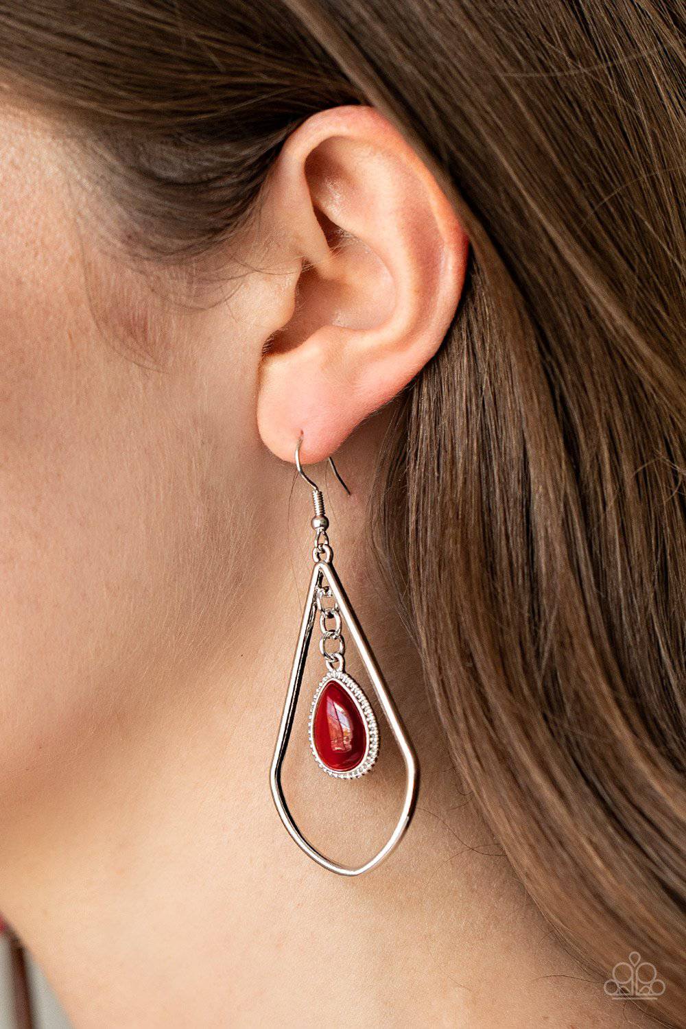 Ethereal Elegance - Red Cat's Eye Earrings - Paparazzi Accessories - GlaMarous Titi Jewels