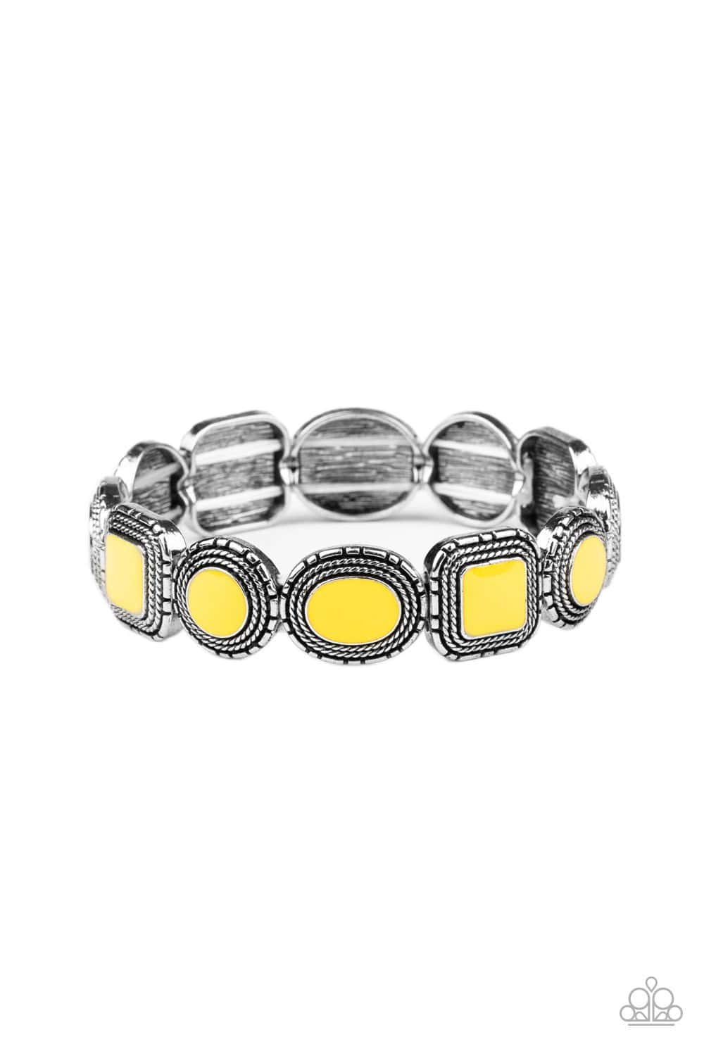 Vividly Vintage - Yellow Stretchy Bracelet - Paparazzi Accessories - GlaMarous Titi Jewels