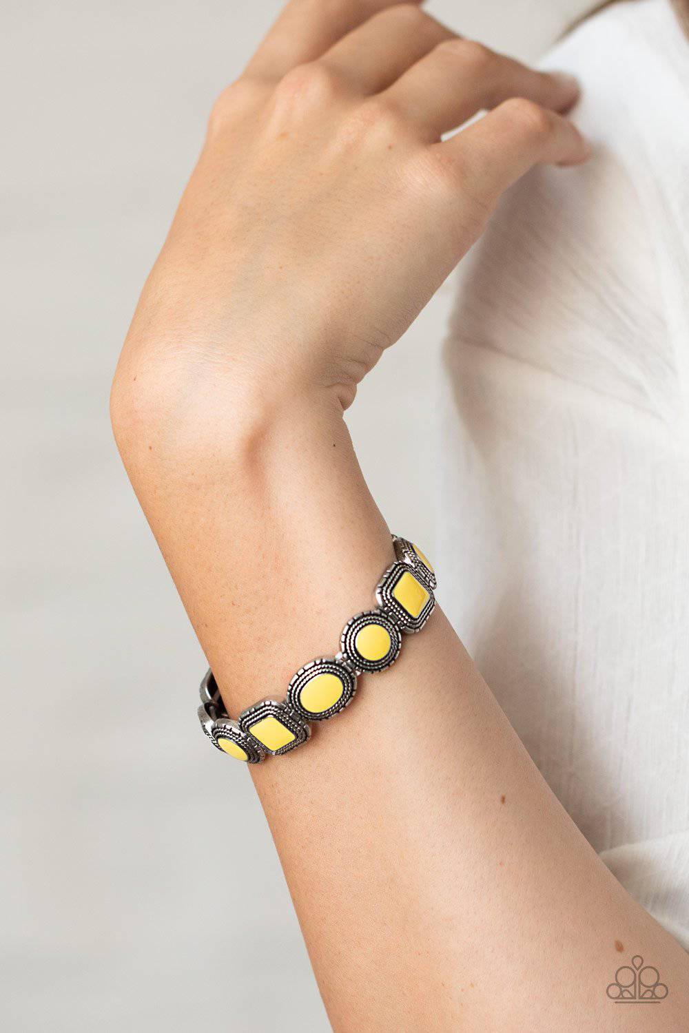 Vividly Vintage - Yellow Stretchy Bracelet - Paparazzi Accessories - GlaMarous Titi Jewels