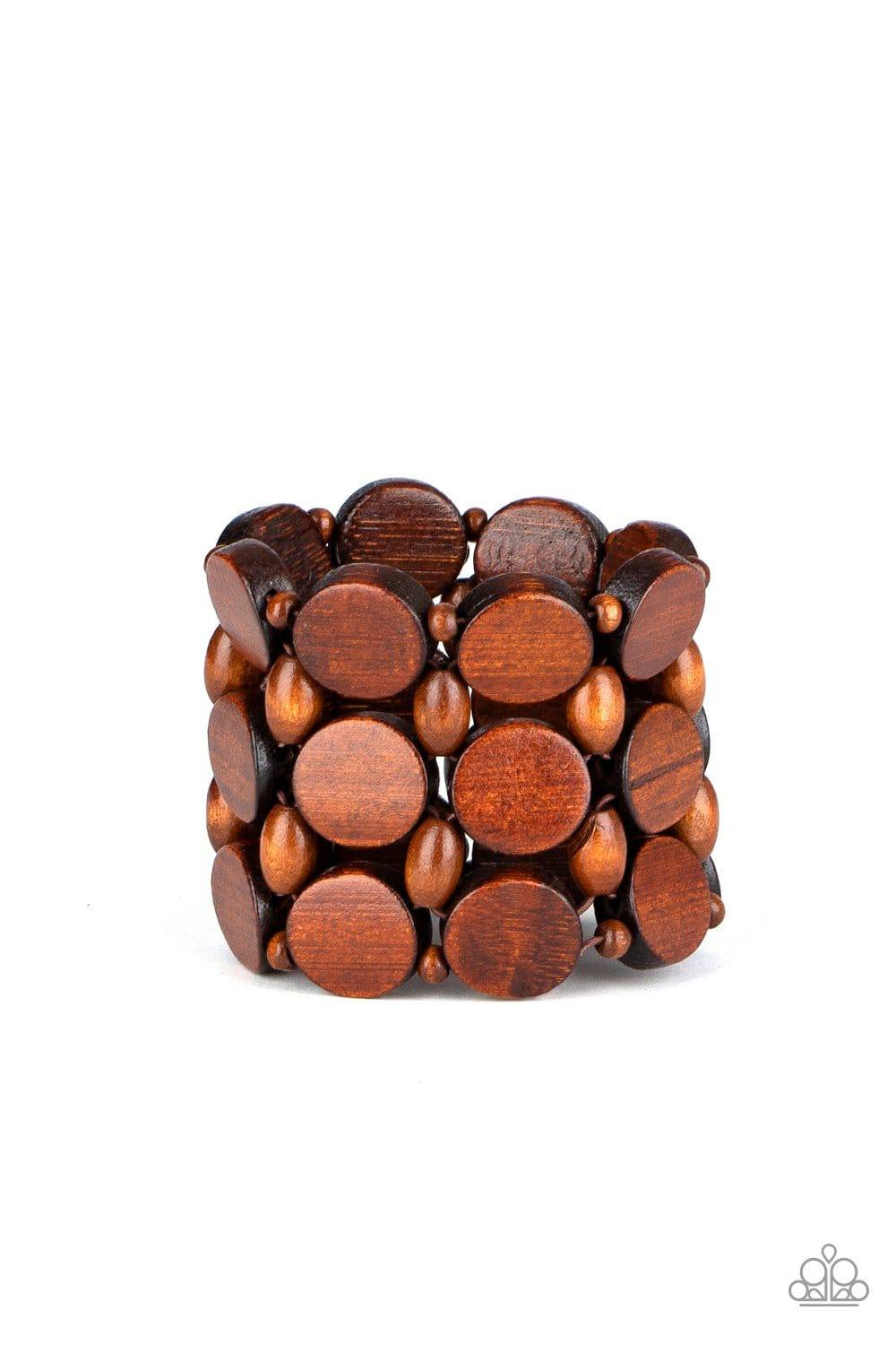 Cruising Coronado - Brown Wooden Stretchy Bracelet - Paparazzi Accessories - GlaMarous Titi Jewels