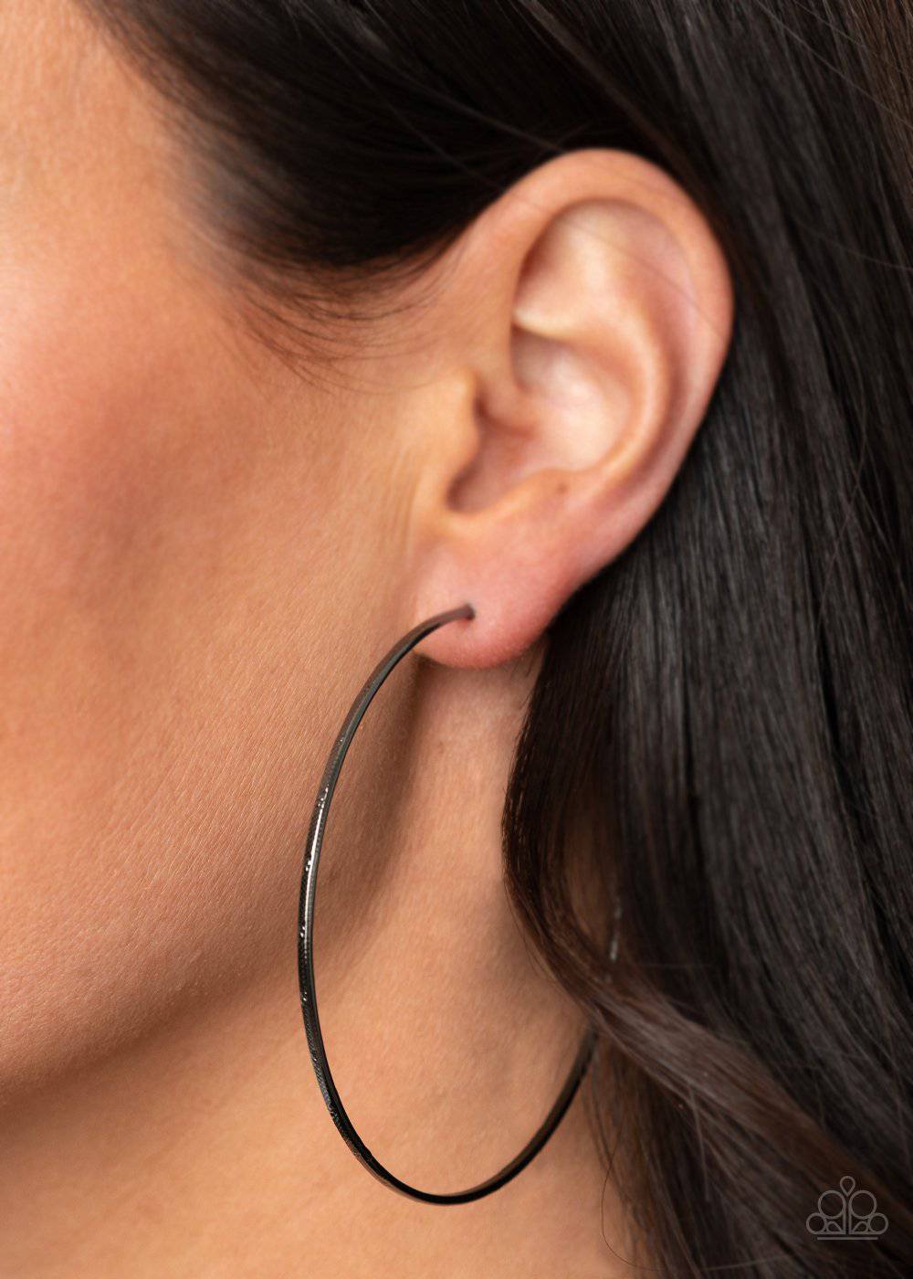 Very Curvaceous - Black Gunmetal Oversized Hoop Earrings - Paparazzi Accessories - GlaMarous Titi Jewels