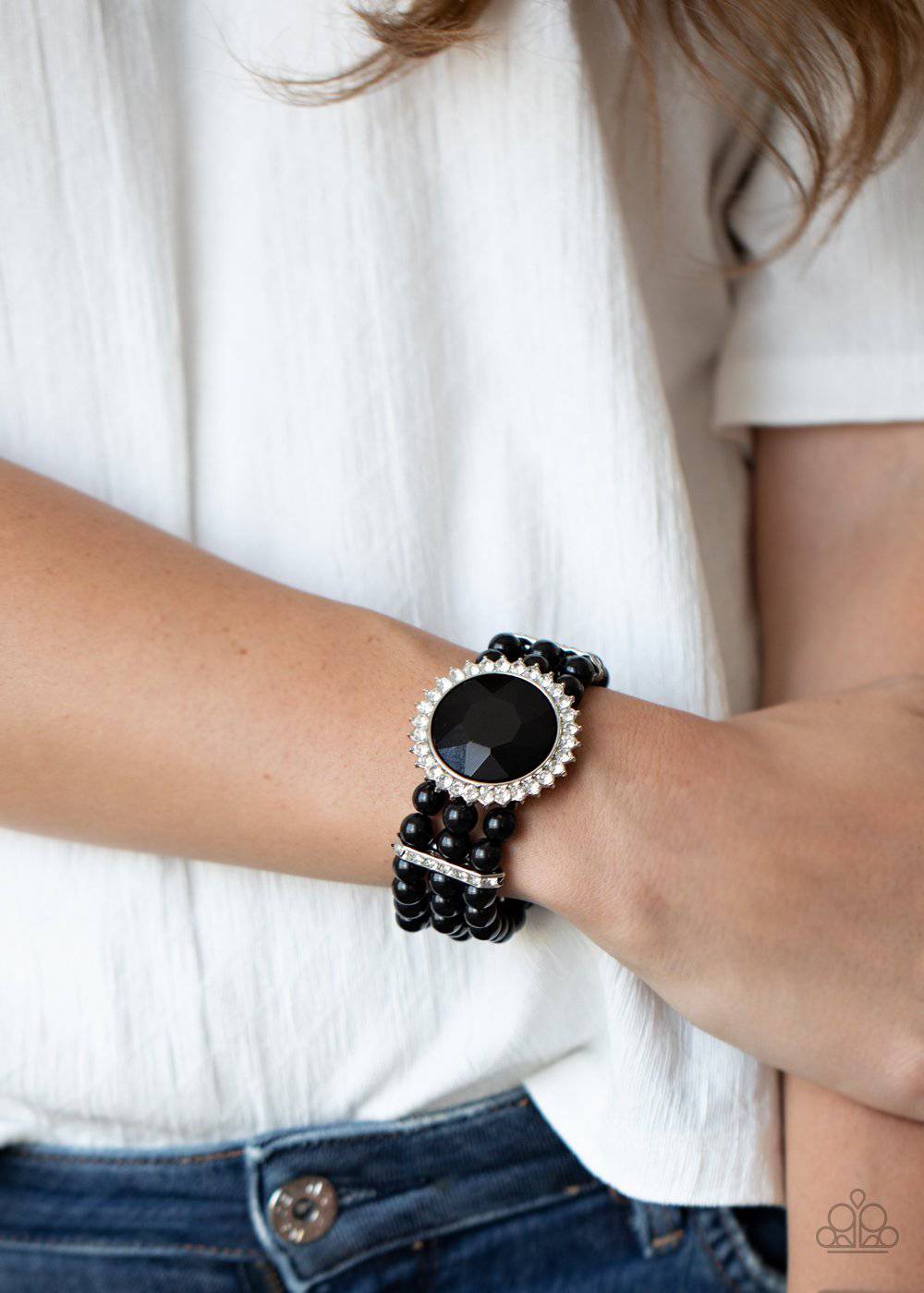 Speechless Sparkle - Black Bead and Rhinestone Bracelet - Paparazzi Accessories - GlaMarous Titi Jewels