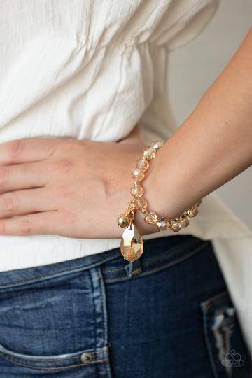 Leaving So SWOON? - Gold Stretchy Bracelet- Paparazzi Accessories - GlaMarous Titi Jewels