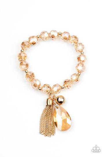 Leaving So SWOON? - Gold Stretchy Bracelet- Paparazzi Accessories - GlaMarous Titi Jewels