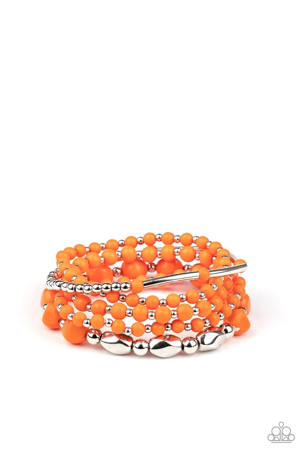 Vibrantly Vintage - Orange Stretchy Bead Bracelet - Paparazzi Accessories - GlaMarous Titi Jewels
