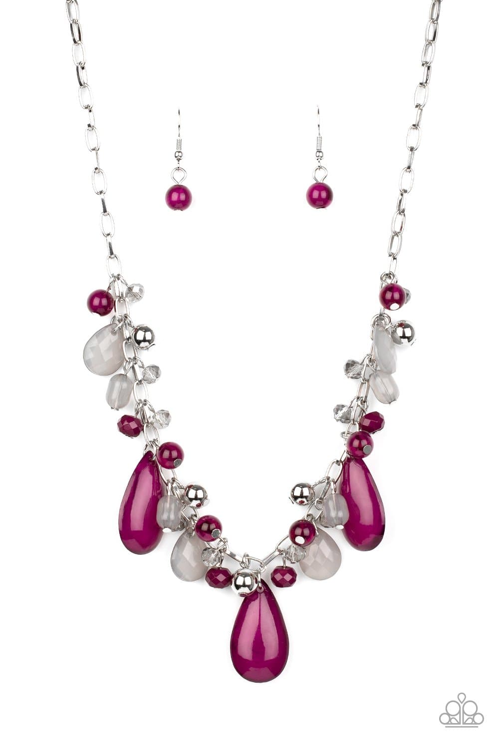 Seaside Solstice - Purple and Silver Bead Necklace - Paparazzi Accessories - GlaMarous Titi Jewels