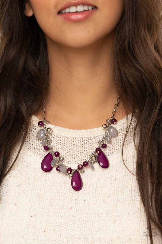 Seaside Solstice - Purple and Silver Bead Necklace - Paparazzi Accessories - GlaMarous Titi Jewels