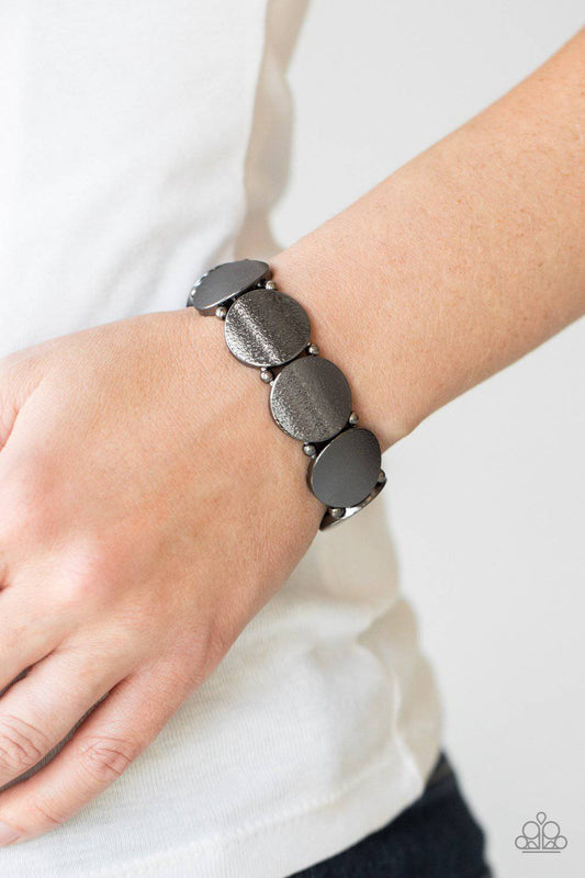 Metallic Spotlight - Black Gunmetal Stretchy Bracelet - Paparazzi Accessories - GlaMarous Titi Jewels