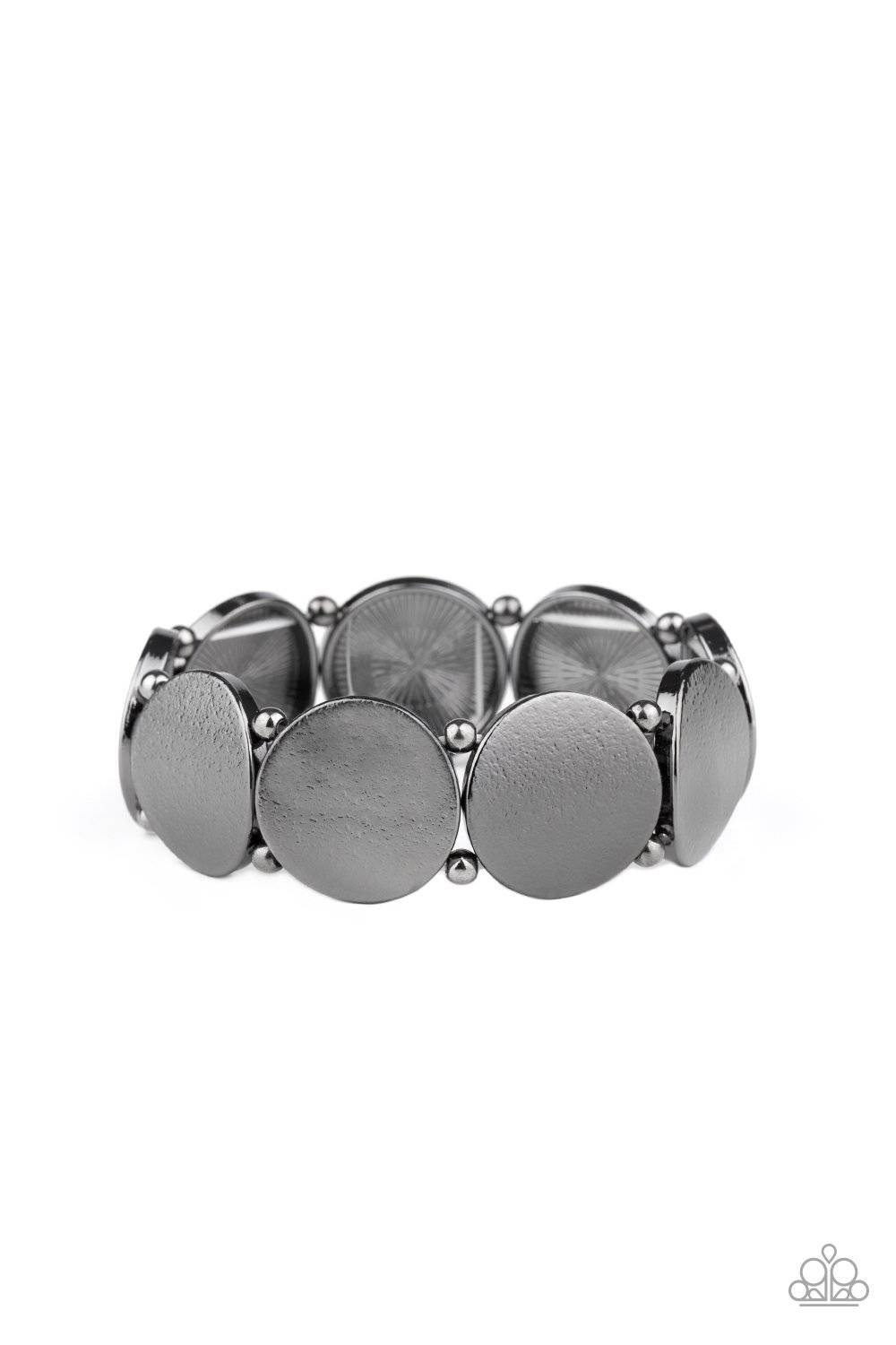 Metallic Spotlight - Black Gunmetal Stretchy Bracelet - Paparazzi Accessories - GlaMarous Titi Jewels