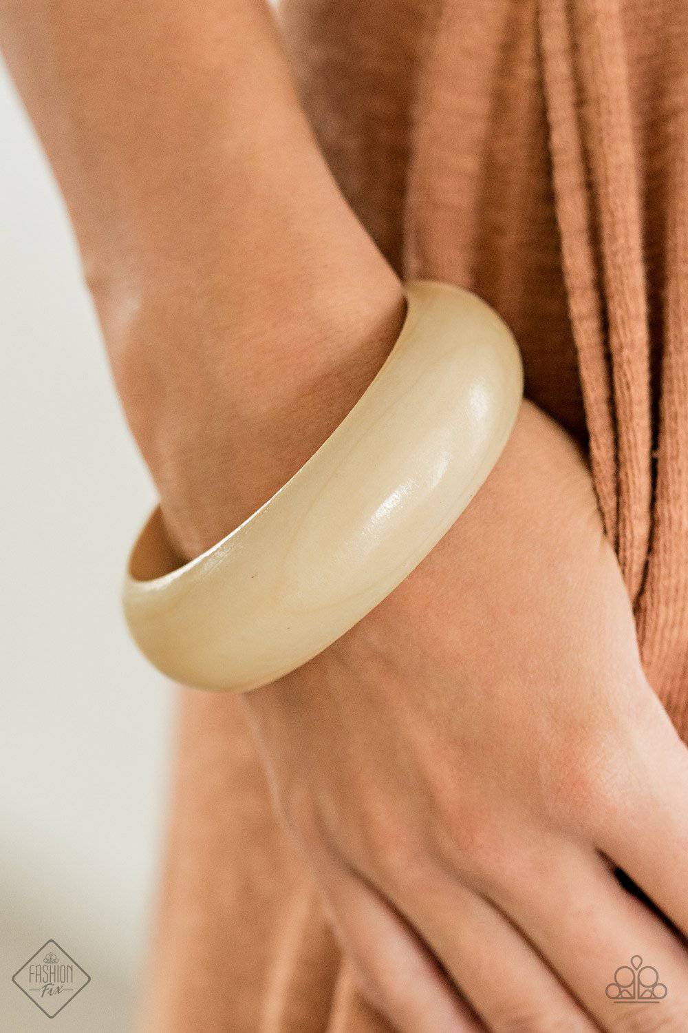 Whimsically Woodsy - Neutral Wooden Bangle Bracelet - Paparazzi Accessories - GlaMarous Titi Jewels