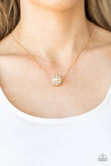 Come Out of Your BOMBSHELL - Gold Rhinestone Necklace- Paparazzi Accessories - GlaMarous Titi Jewels