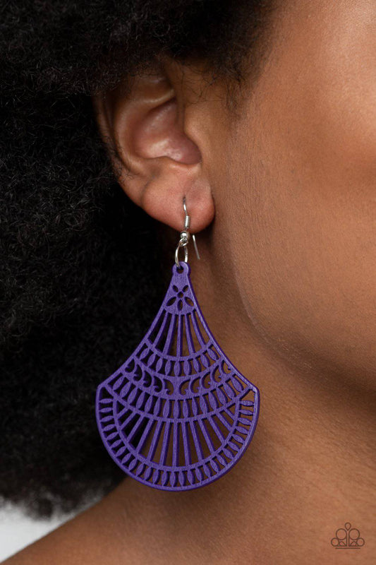 Tropical Tempest - Magenta Purple Wooden Earrings - Paparazzi Accessories - GlaMarous Titi Jewels