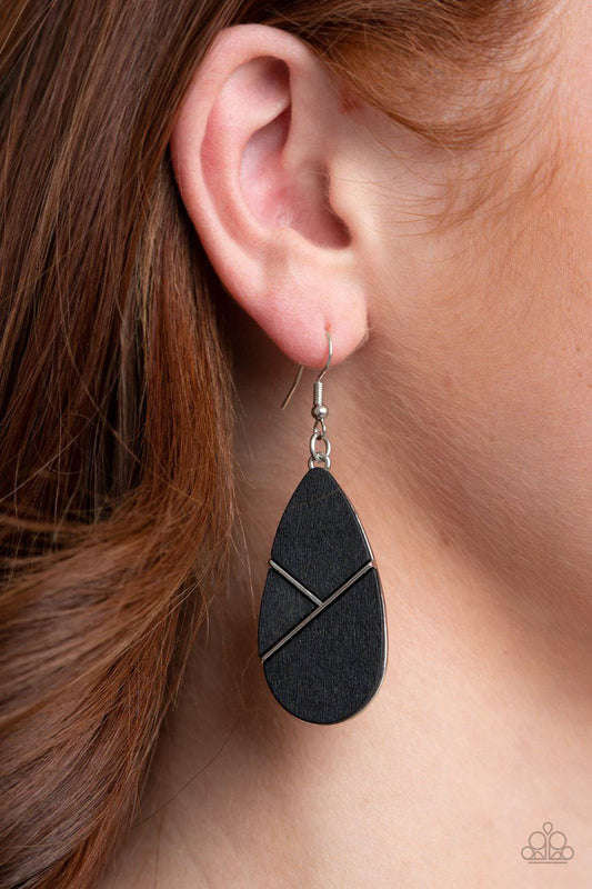 Sequoia Forest - Black Wooden Teardrop Earrings - Paparazzi Accessories - GlaMarous Titi Jewels