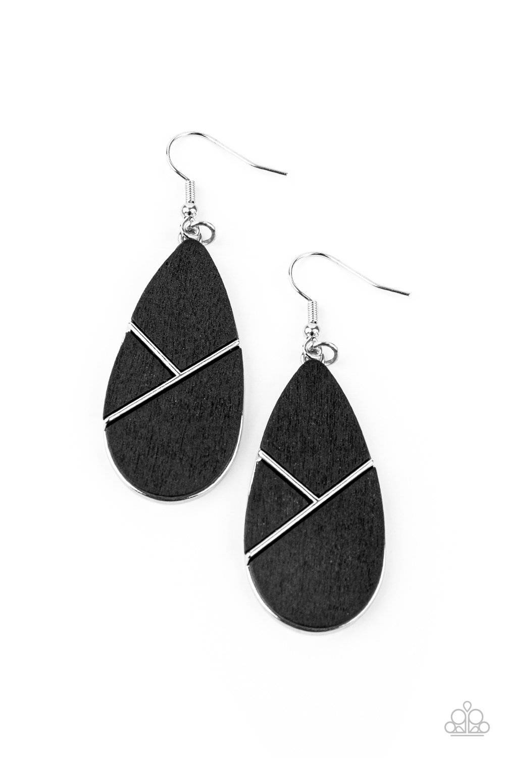 Sequoia Forest - Black Wooden Teardrop Earrings - Paparazzi Accessories - GlaMarous Titi Jewels