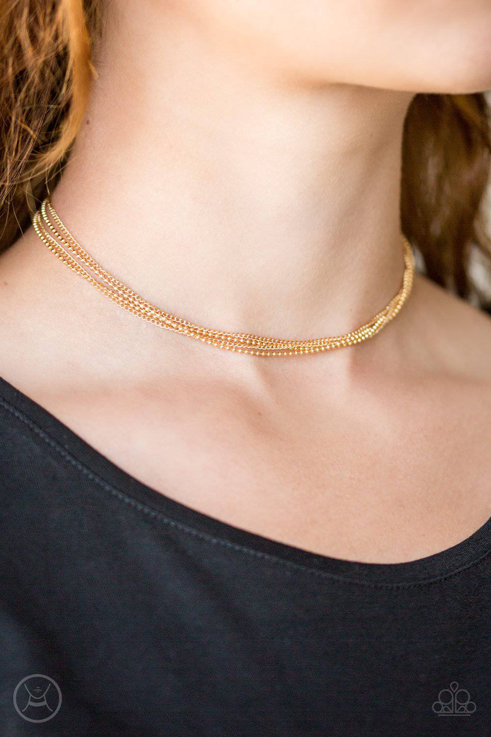 If You Dare - Gold Layer Choker - Paparazzi Accessories - GlaMarous Titi Jewels