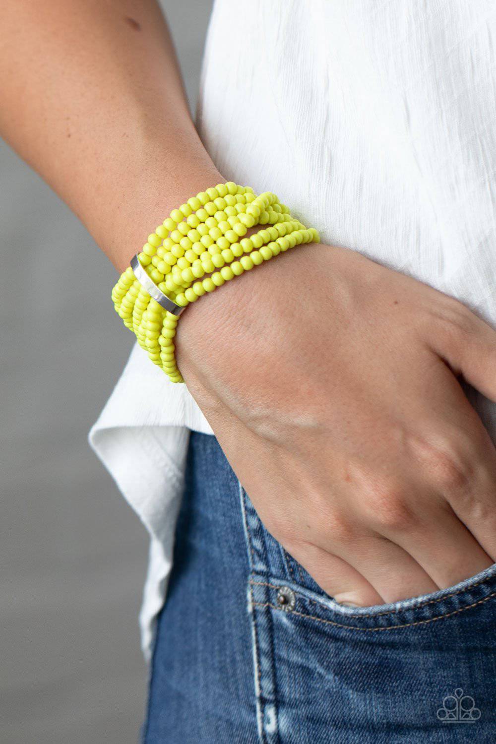 Thank Me LAYER - Yellow Beads Stretchy Bracelet - Paparazzi Accessories - GlaMarous Titi Jewels