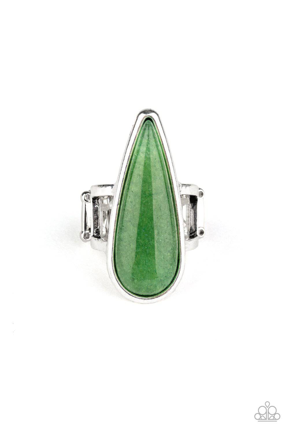 Spiritual Awakening - Green Stone Teardrop Ring - Paparazzi Accessories - GlaMarous Titi Jewels