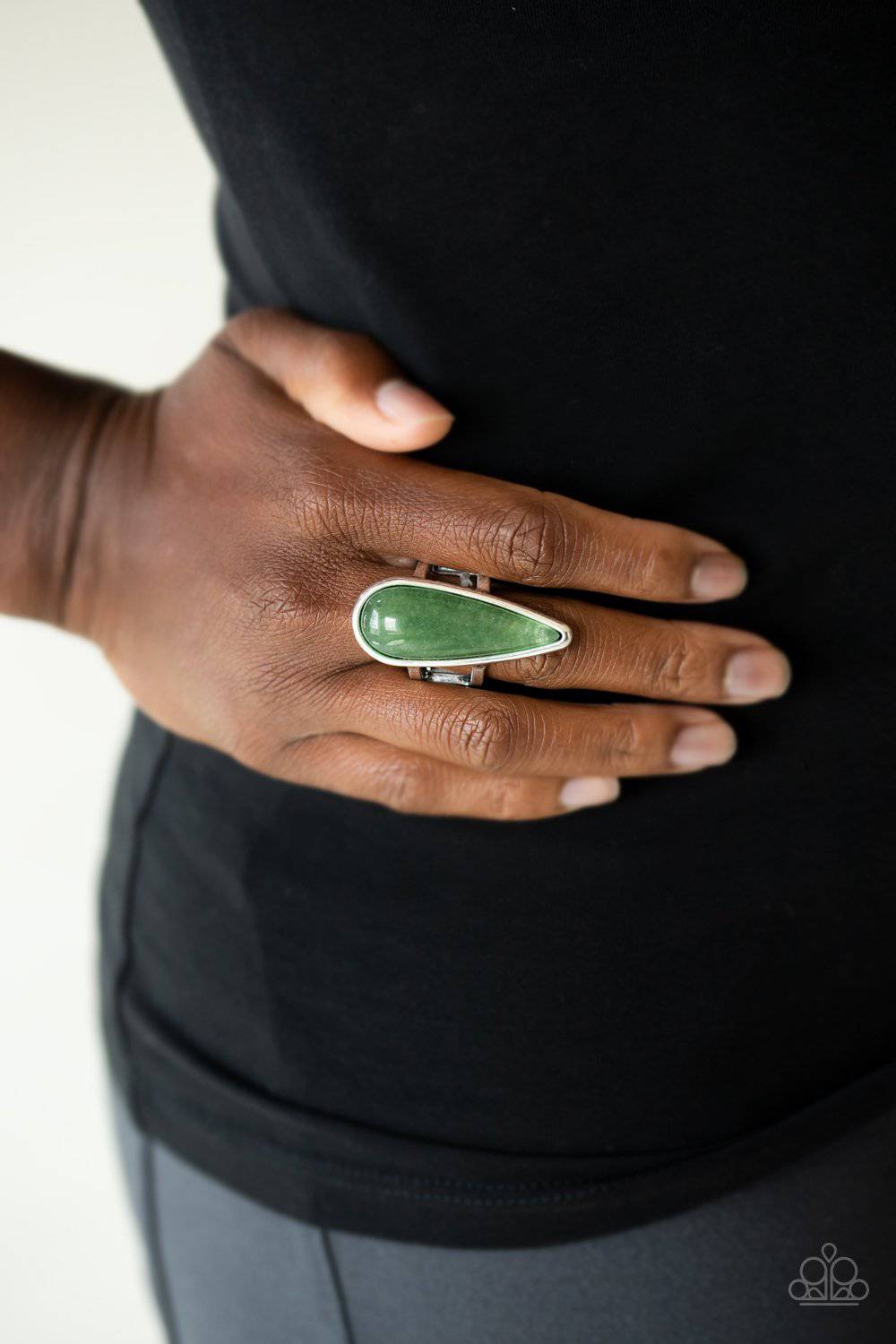 Spiritual Awakening - Green Stone Teardrop Ring - Paparazzi Accessories - GlaMarous Titi Jewels