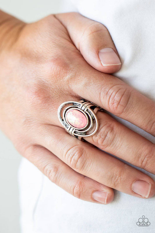 Peacefully Pristine - Pink Opalescent Bead Ring - Paparazzi Accessories - GlaMarous Titi Jewels