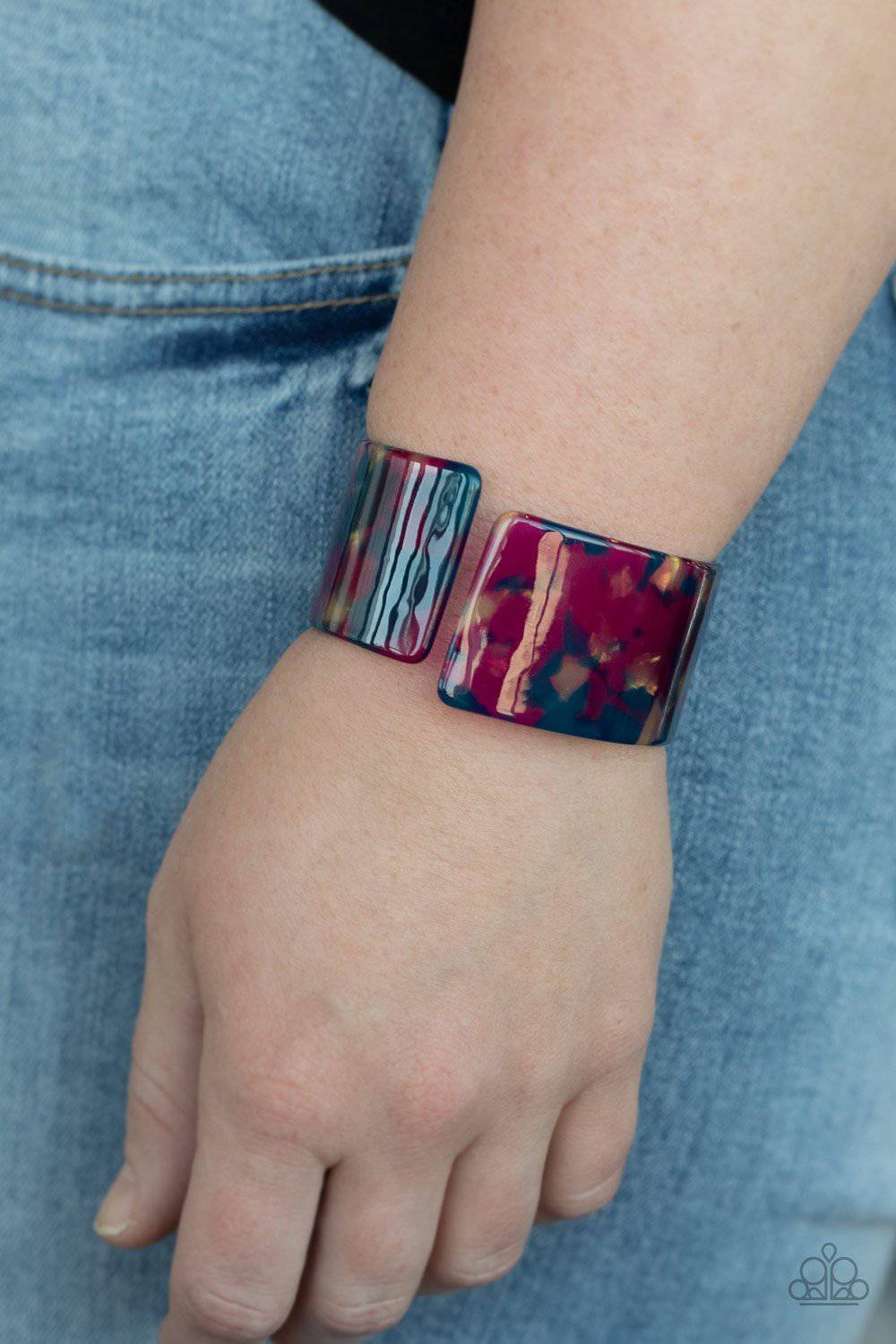 Groovy Vibes - Multi Iridescent Acrylic Cuff Bracelet - Paparazzi Accessories - GlaMarous Titi Jewels
