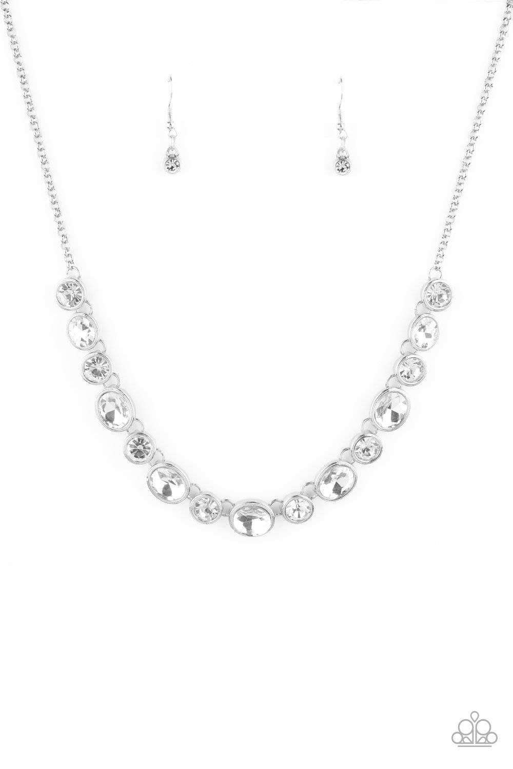 Girl's Gotta Glow - November 2020 LOTP White Rhinestone Necklace - Paparazzi - GlaMarous Titi Jewels