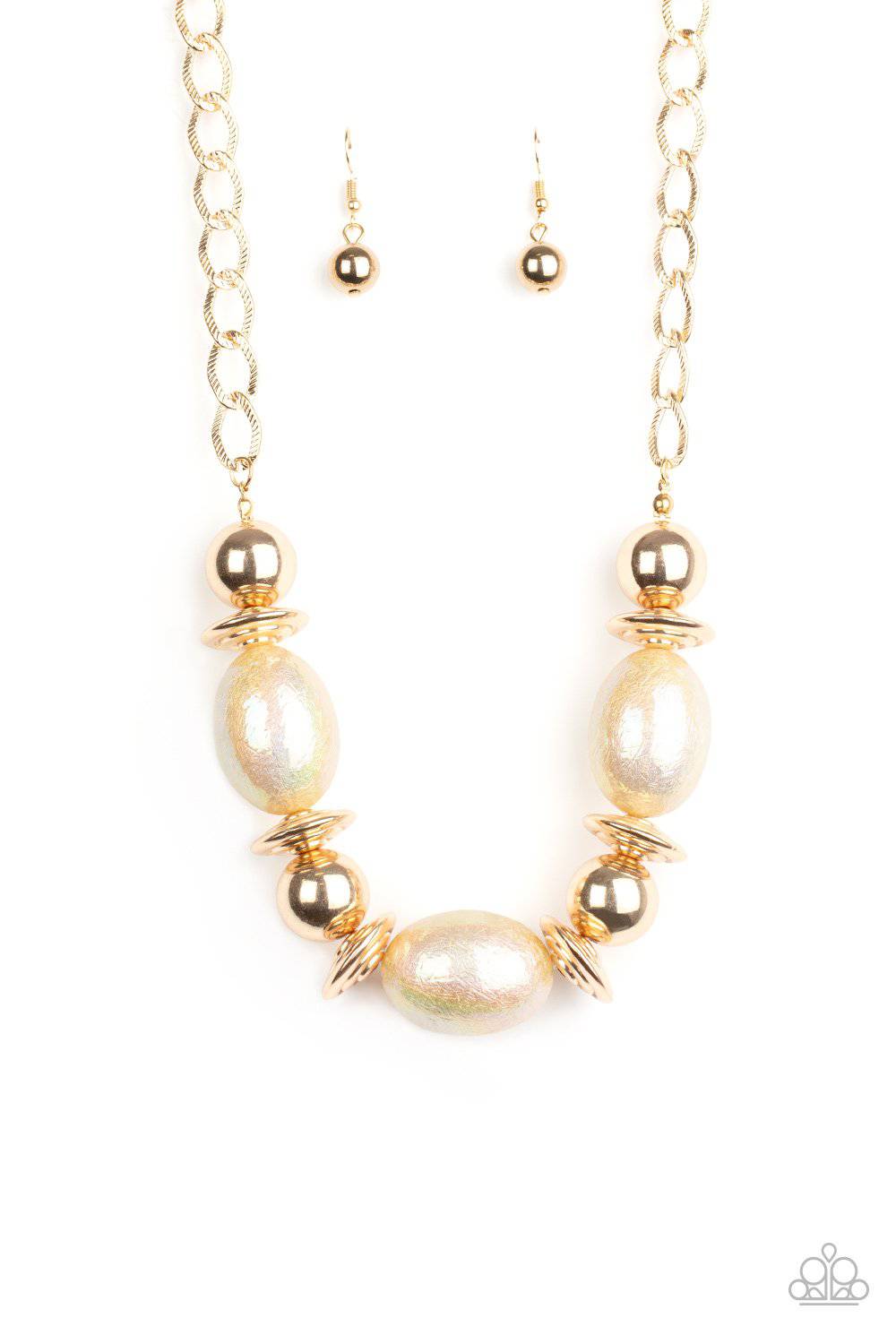 Welcome To The Big Leagues - Gold Oval Beads - Paparazzi Accessories - GlaMarous Titi Jewels