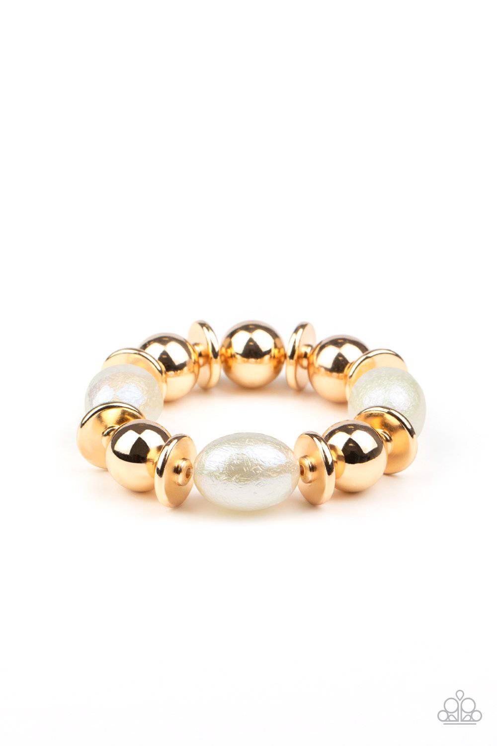 Big League Luster - Gold Oval Shaped Beads Bracelet - Paparazzi Accessories - GlaMarous Titi Jewels