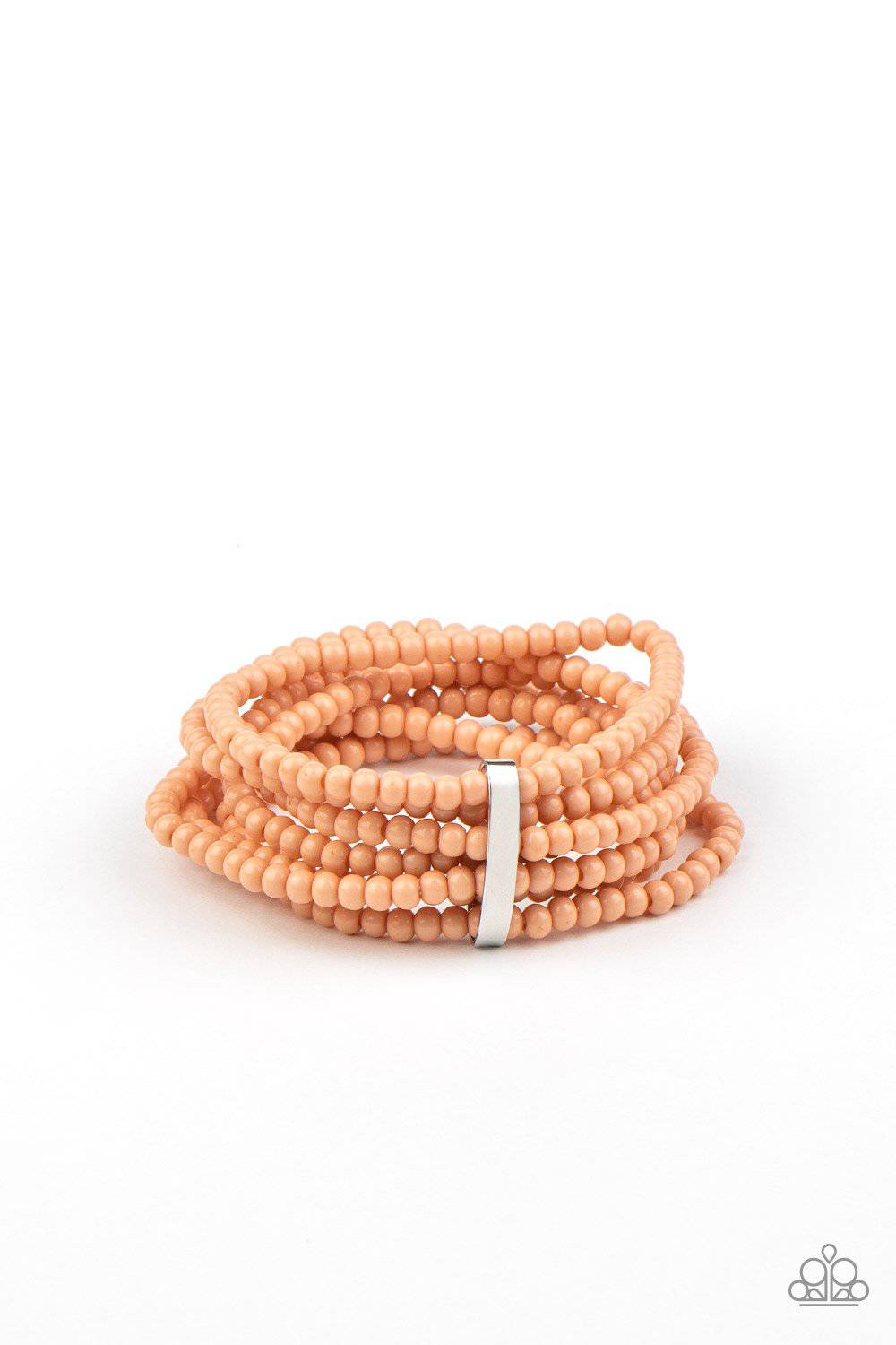 Thank Me LAYER - Orange Peach Nougat Bead Stretchy Bracelet - Paparazzi - GlaMarous Titi Jewels