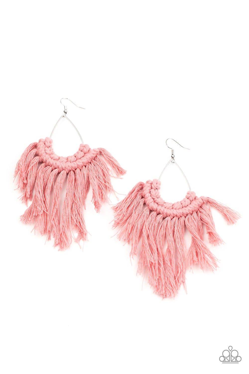 Pink fringe store earrings paparazzi