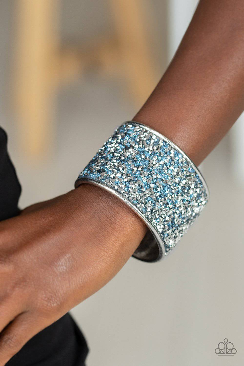 Stellar Radiance - Blue and Metallic Silver Cuff Bracelet - Paparazzi Accessories - GlaMarous Titi Jewels